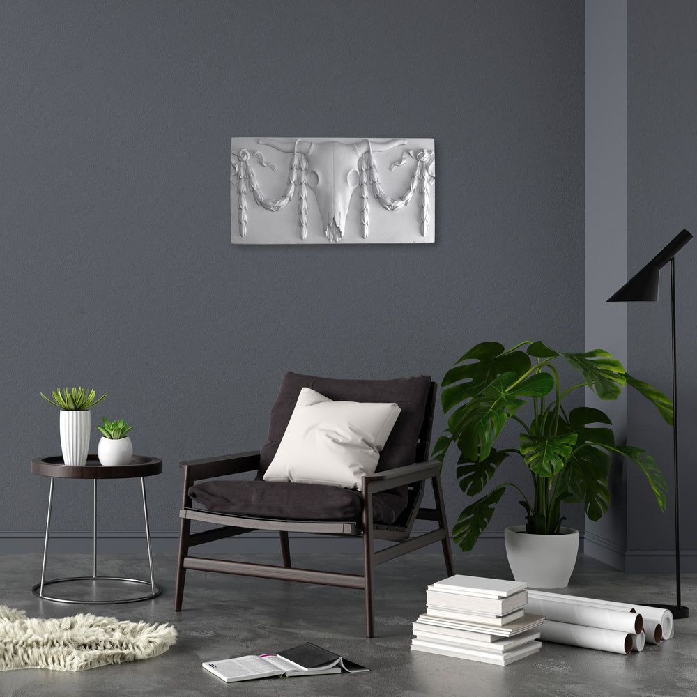 Stierschädel Wanddekoration – Klassisches Basrelief