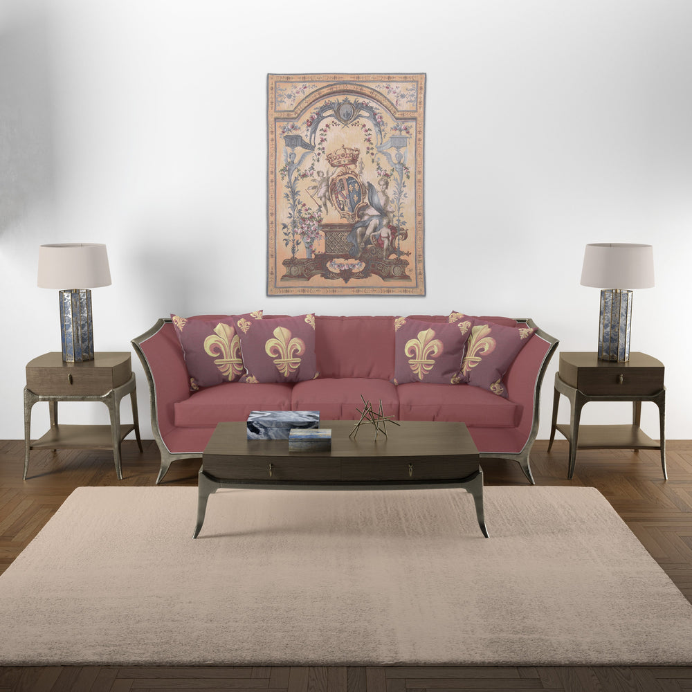 Dame mit Wappen – Gobelin Wandteppich (Jacquard gewebt)