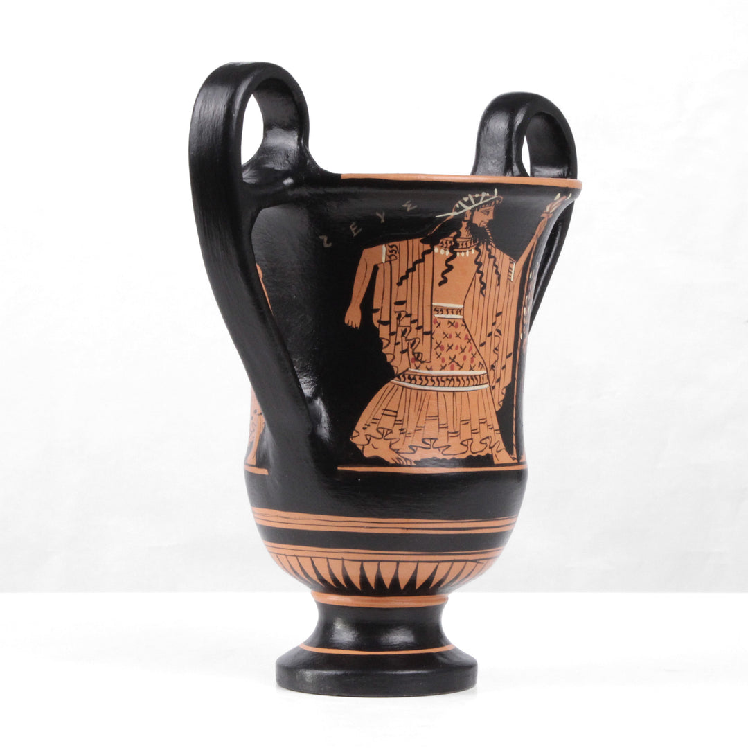 Antike griechische rotfigurige Kantharos Vase mit Nike und Zeus