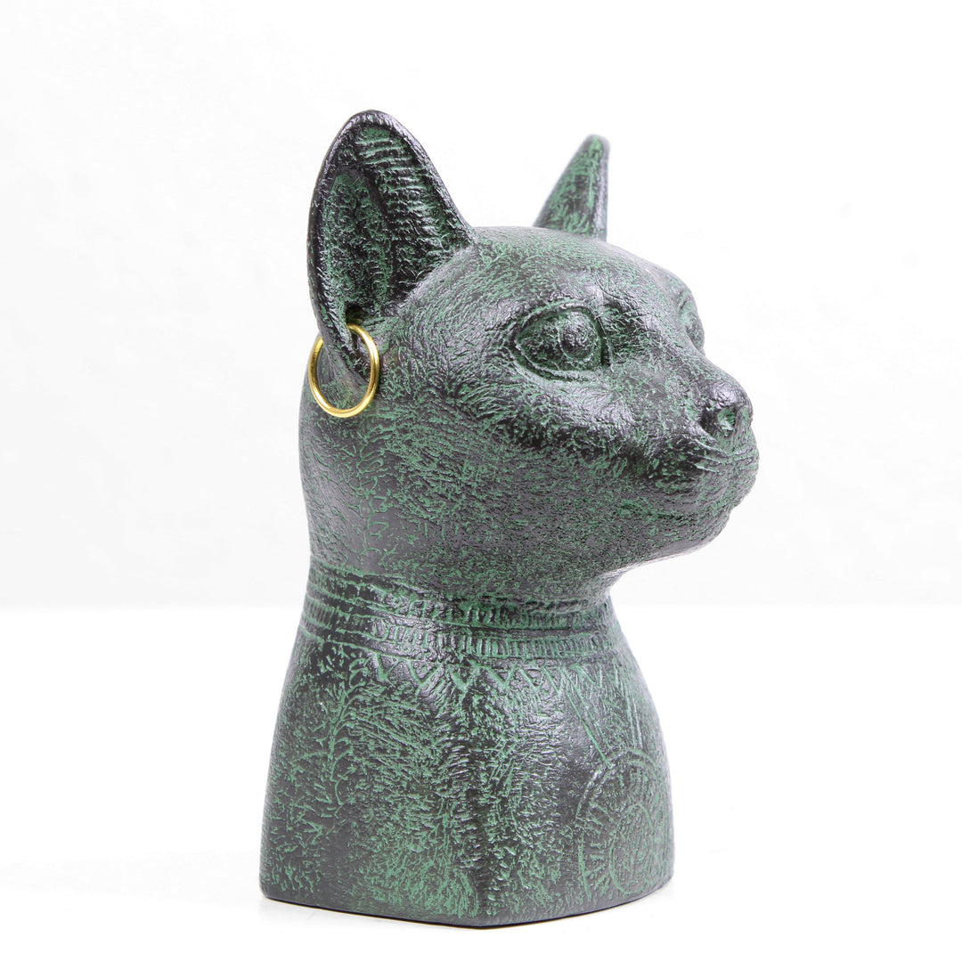Bastet Statue – Bronzierte Ägyptische Skulptur aus Kunstharz
