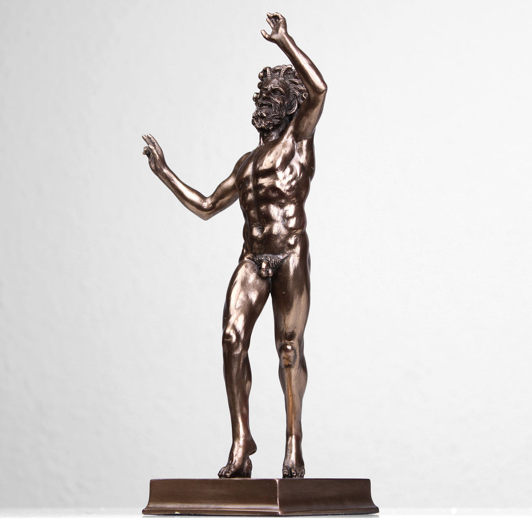 Tanzender Faun von Pompeji (Bronzierte Skulptur aus Kunstharz)