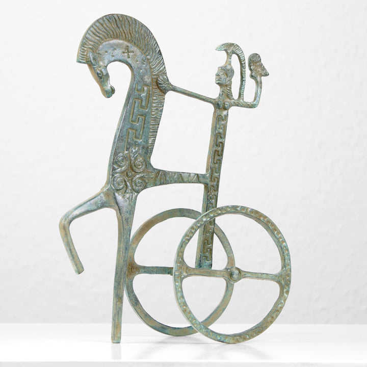 Griechischer Streitwagen mit Pferden – Bronze Skulptur