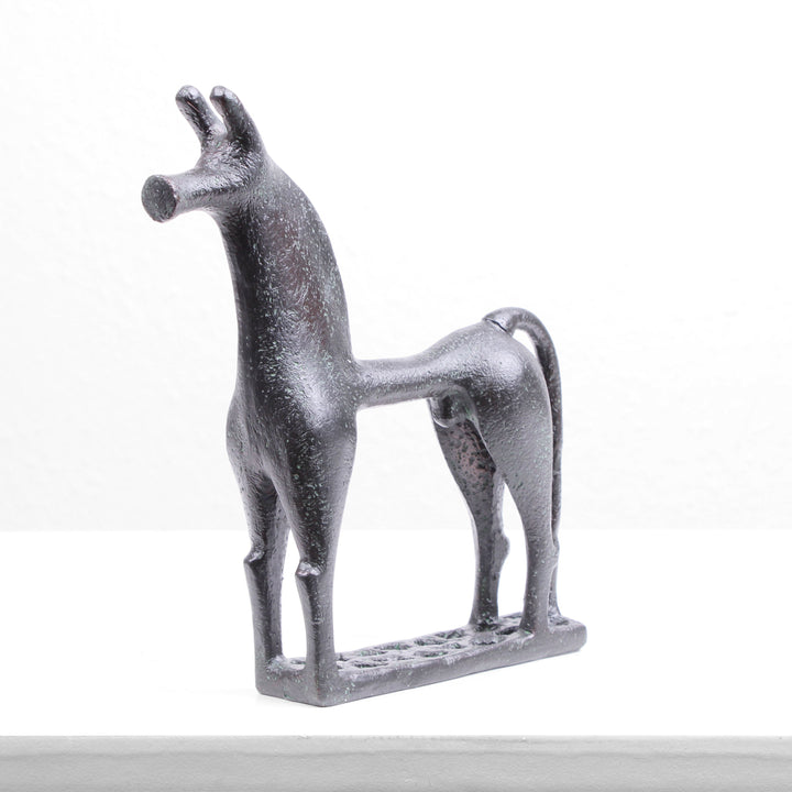 Griechisches Pferd Statue (Bronzierte Skulptur aus Kunstharz)