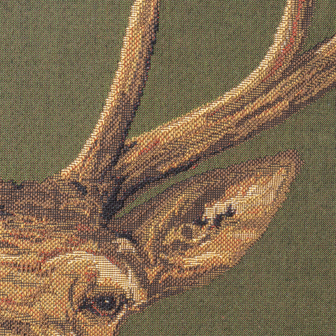 Gobelin-Kissen mit Hirschmotiv (Grün)