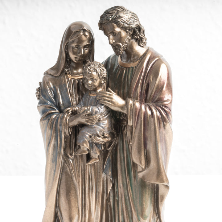 Heilige Familie Statue – Beschützer christlicher Familien (Bronzierte Skulptur aus Kunstharz)