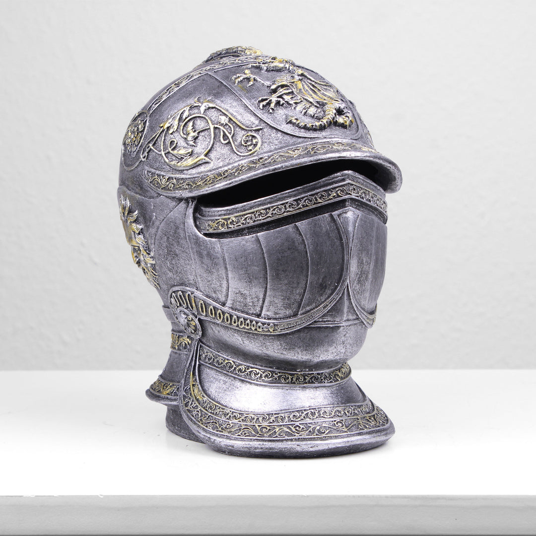 Ritter Mittelalterlicher Helm Spardose (Kaltguss-Bronze Skulptur)