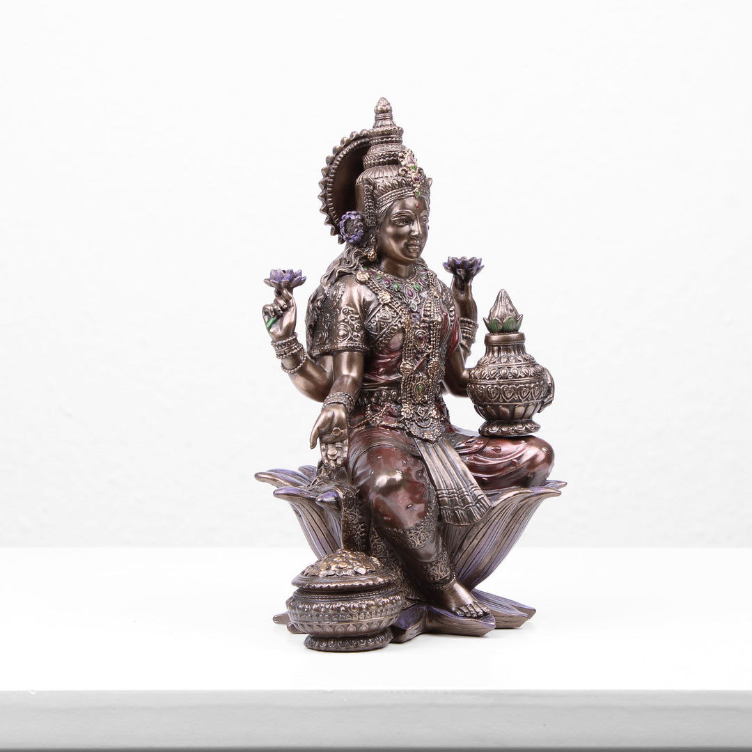 Lakshmi Indische Goettin Statue (Kaltguss-Bronze Skulptur)
