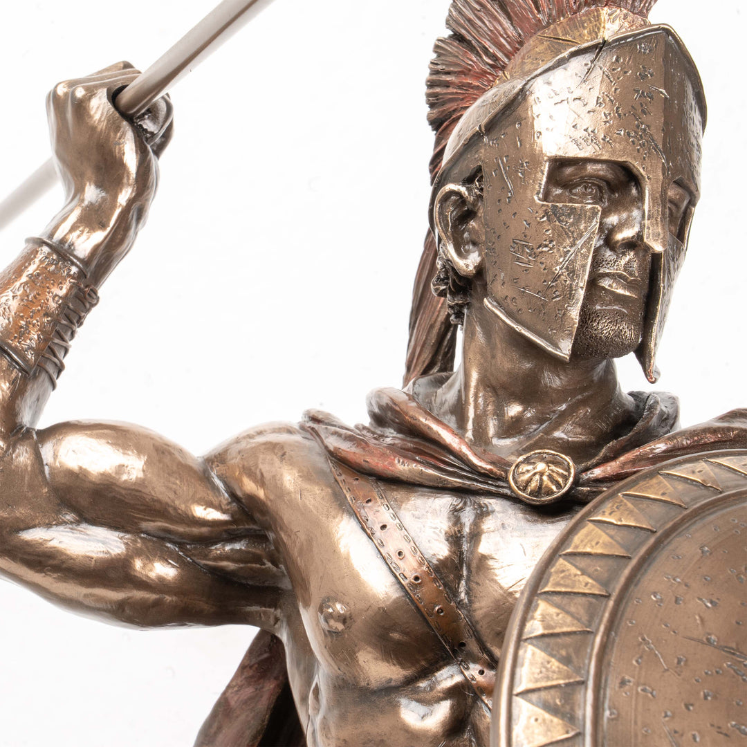 Leonidas Griechischer Krieger Skulptur – Held von Thermopylen (Gross, Bronzierte Skulptur aus Kunstharz)