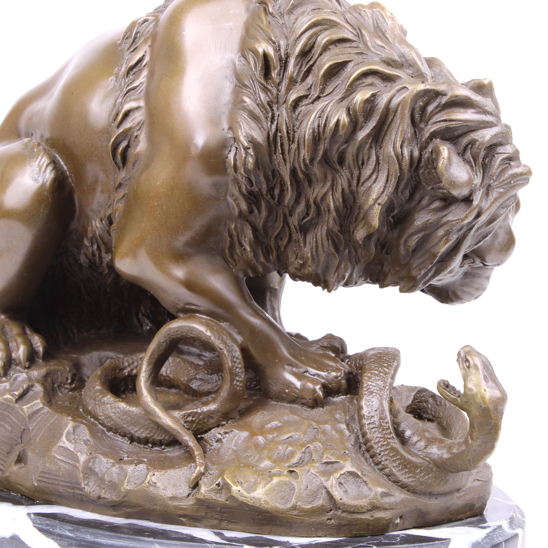 Löwe mit Schlange Statue (Antoine-Louis Barye, Bronze, Wachsguss)
