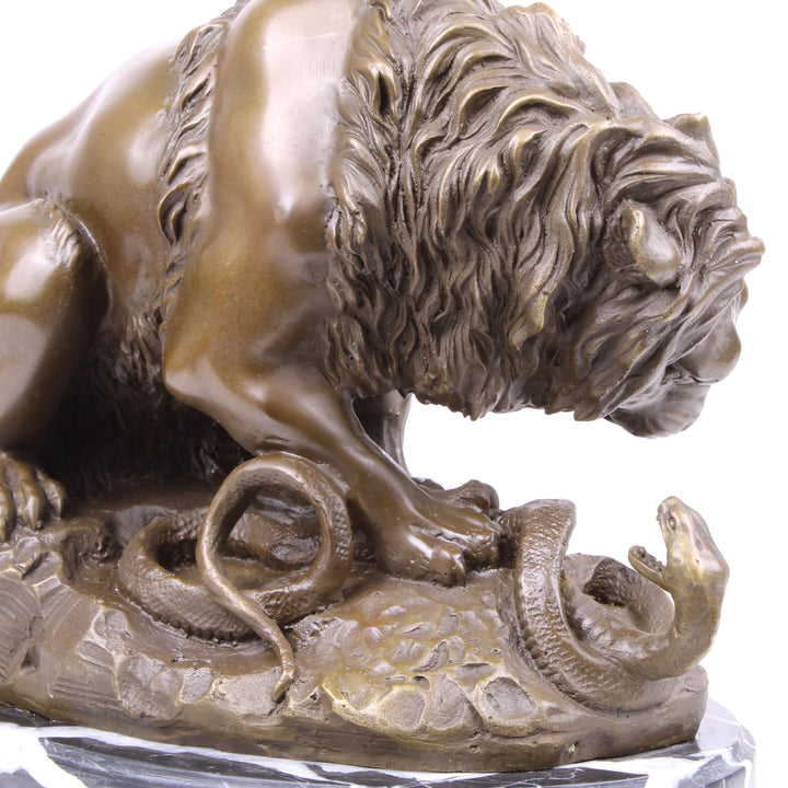 Löwe mit Schlange Statue (Antoine-Louis Barye, Bronze, Wachsguss)