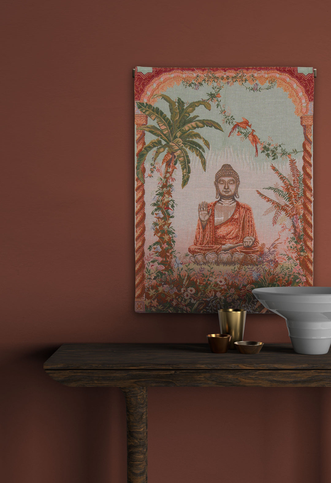 Meditierender Buddha – Gobelin Wandteppich (Jacquard gewebt)