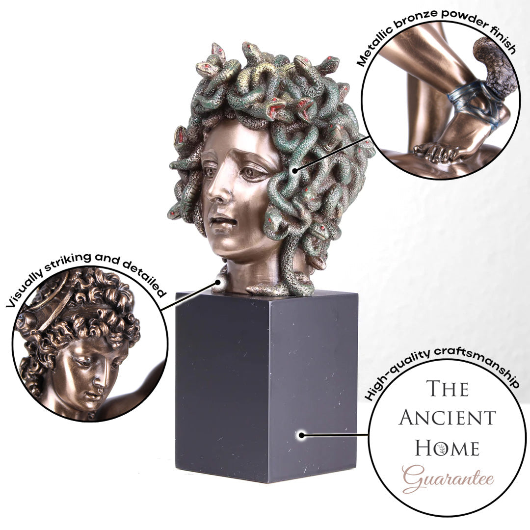Medusa Kopf (Bronzierte Skulptur aus Kunstharz)