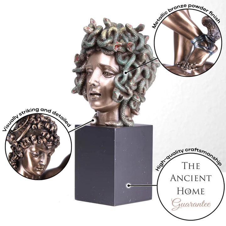 Medusa Kopf (Bronzierte Skulptur aus Kunstharz)