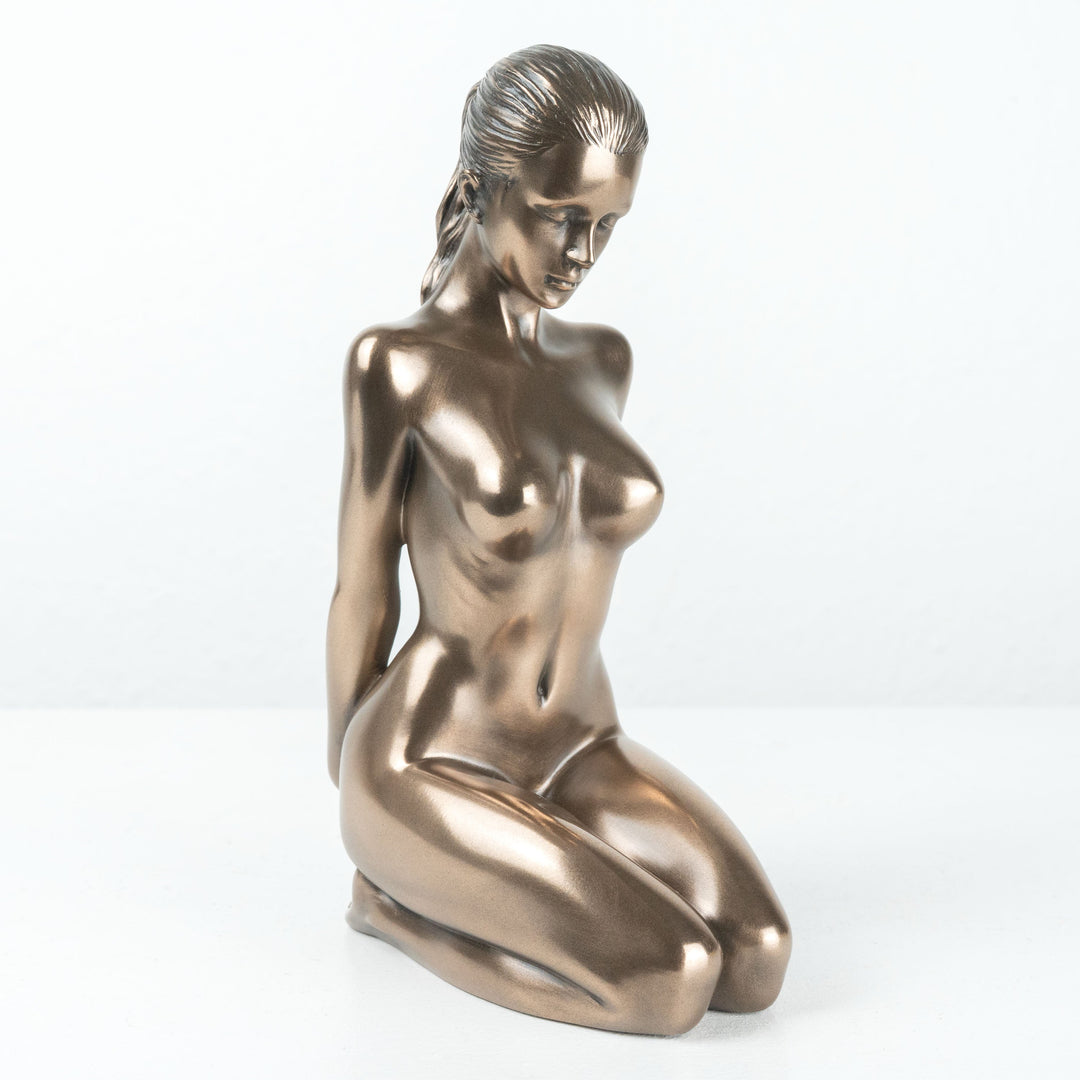 Nackte Frau Statue Unterwuerfig Kniend (Erotische Kaltguss-Bronze Skulptur)