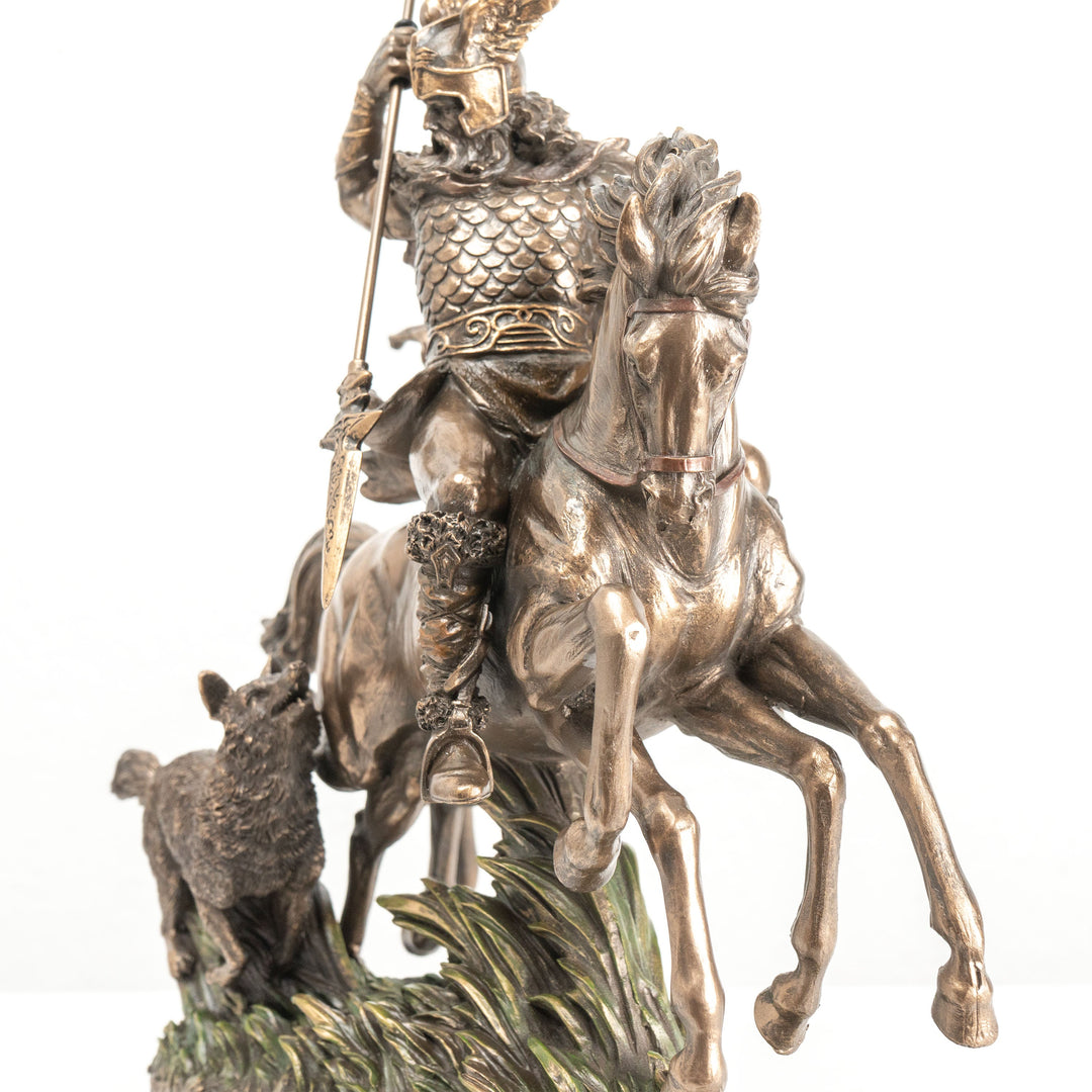 Odin auf Sleipnir Statue — Allvater der nordischen Götter (Kaltgussbronze-Skulptur)