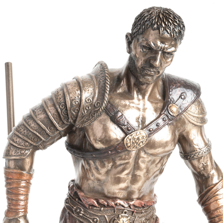 Retiarius Gladiator Statue – Meister von Netz und Dreizack (Bronzierte Skulptur aus Kunstharz)