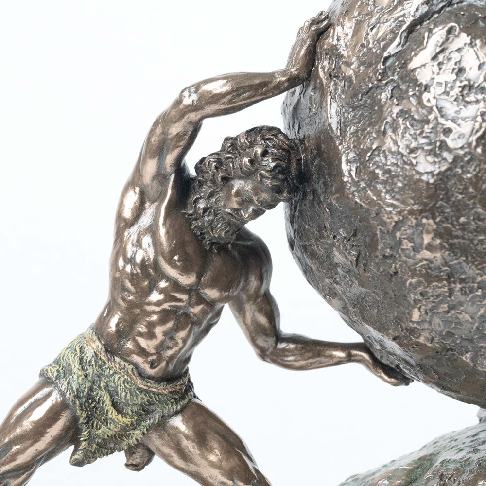 Sisyphus und der Ewige Felsen Statue (Kaltguss-Bronze Skulptur)