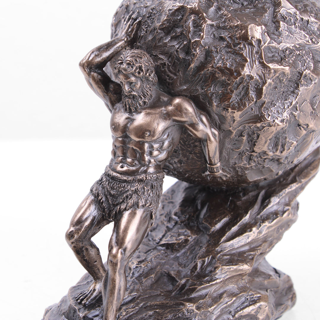 Sisyphus Statue mit dem Ewigen Felsen (Kaltguss-Bronze Skulptur)