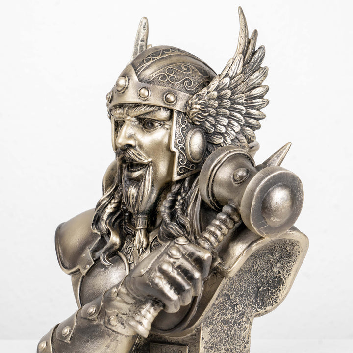 Thor Büste — Nordischer Donnergott mit Mjölnir (Kaltgussbronze-Statue)