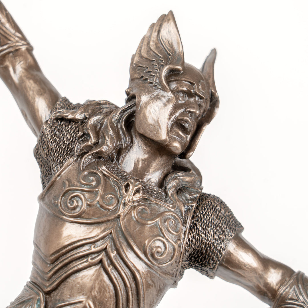 Thor Statue — Nordischer Donnergott mit Mjölnir (Kaltgussbronze-Skulptur)