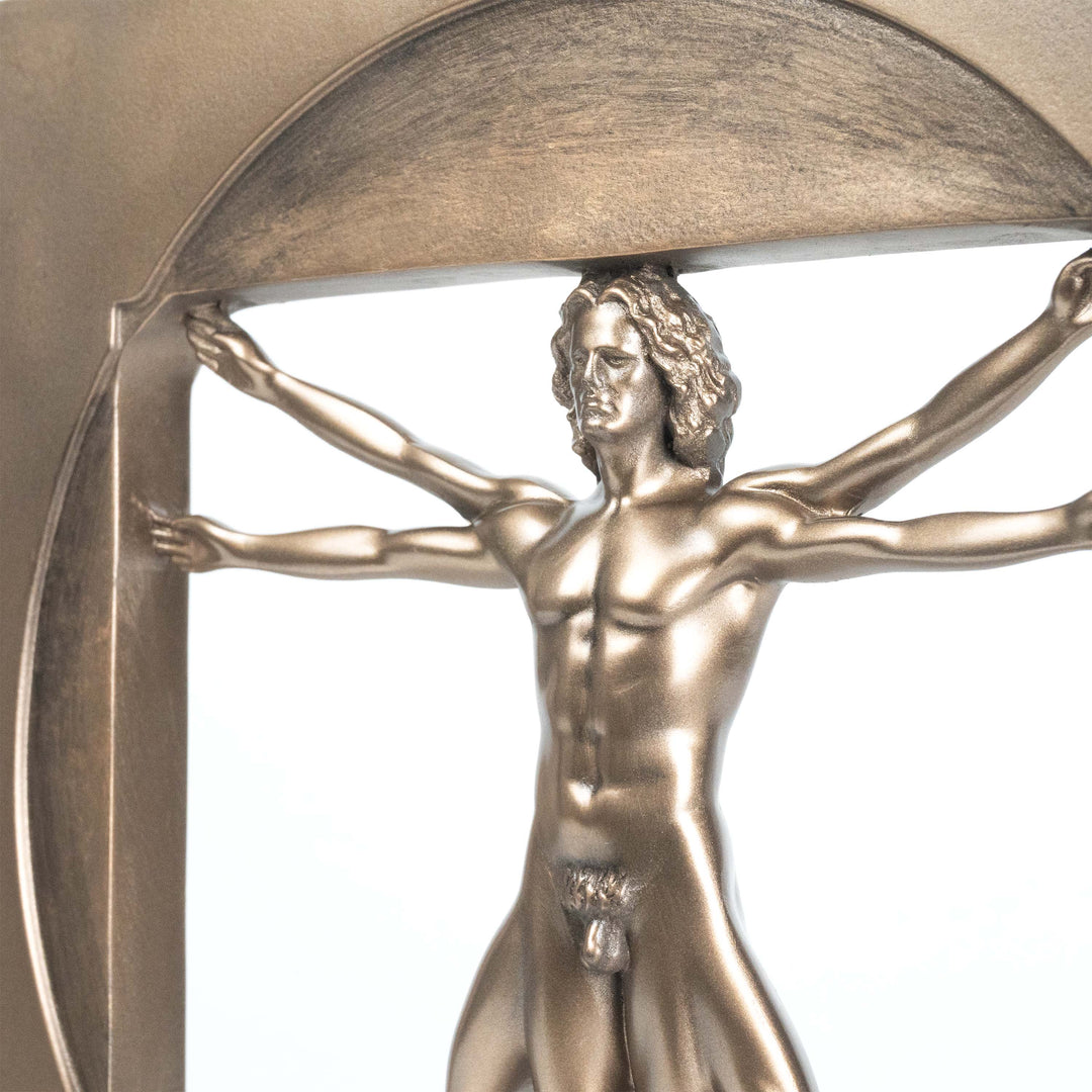 Vitruvianischer Mensch von Da Vinci (Bronzierte Skulptur aus Kunstharz)