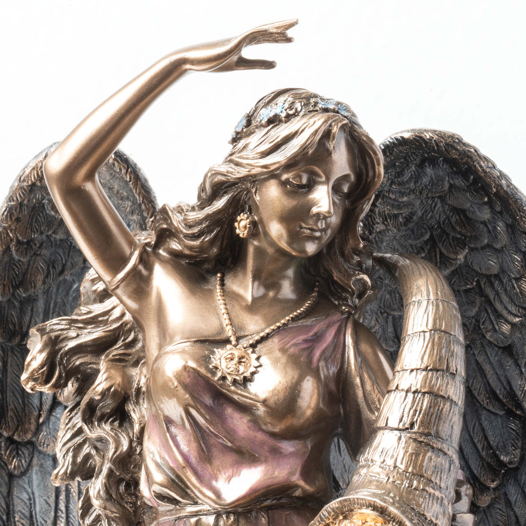 Geflügelte Fortuna Skulptur mit Füllhorn des Reichtums (Kaltguss-Bronze)