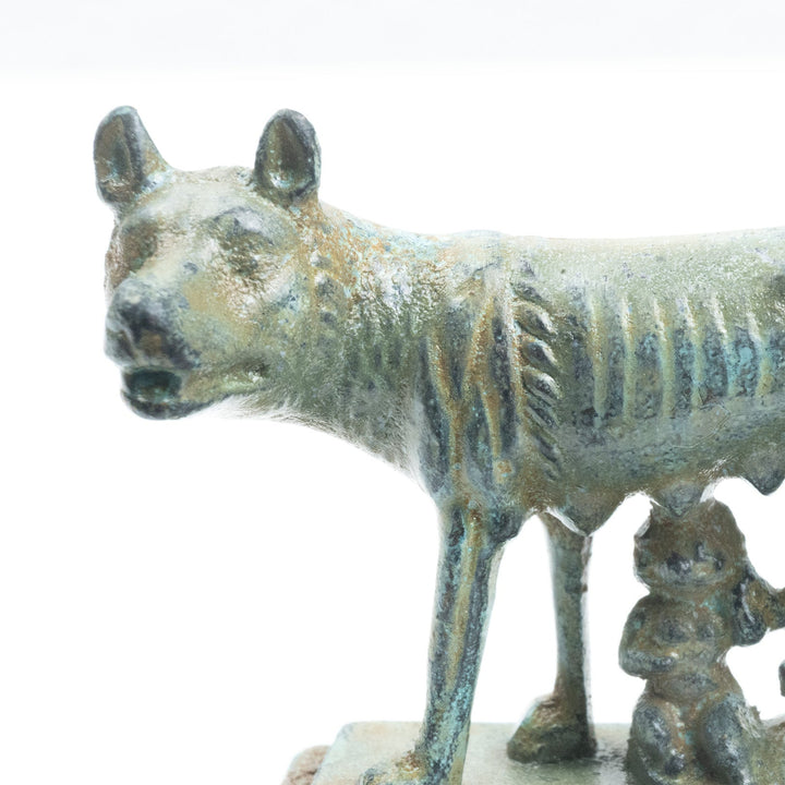 Kleine Römische Wölfin Figur (Bronze) – Kapitolinische Statue von Romulus
