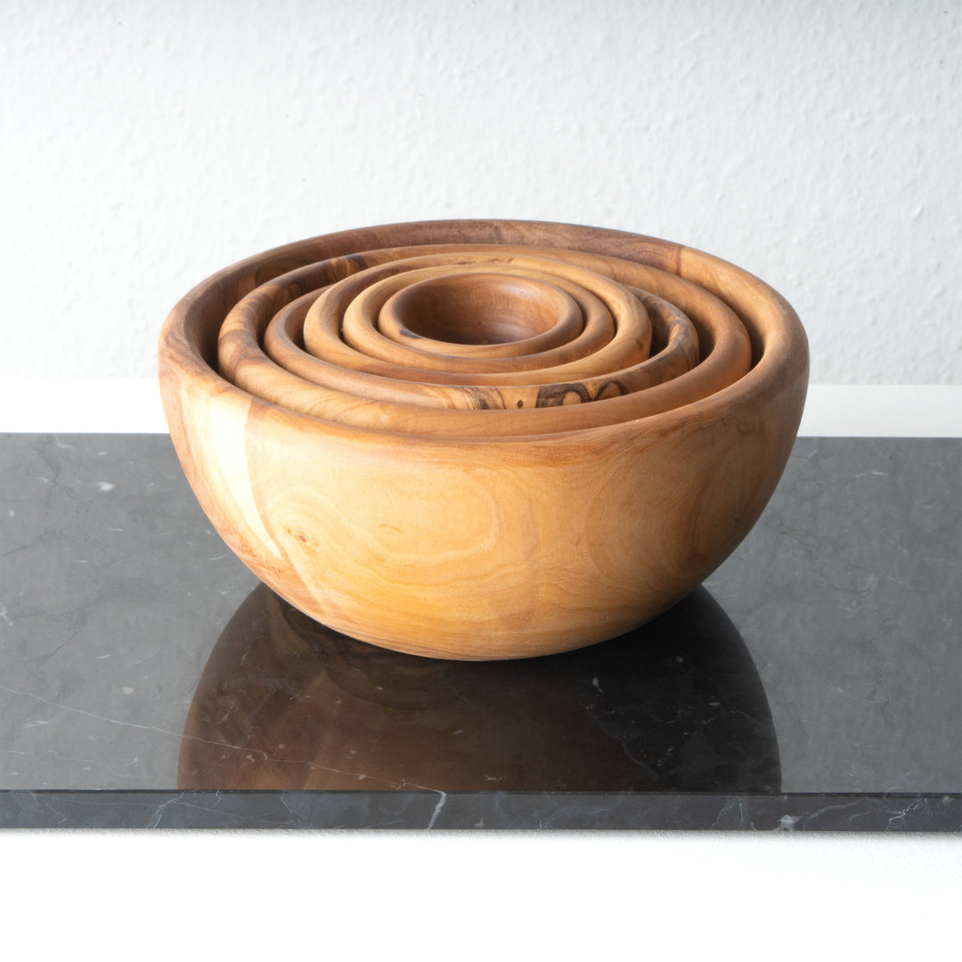 Handgefertigtes Olivenholz-Schalenset (6-teilig)