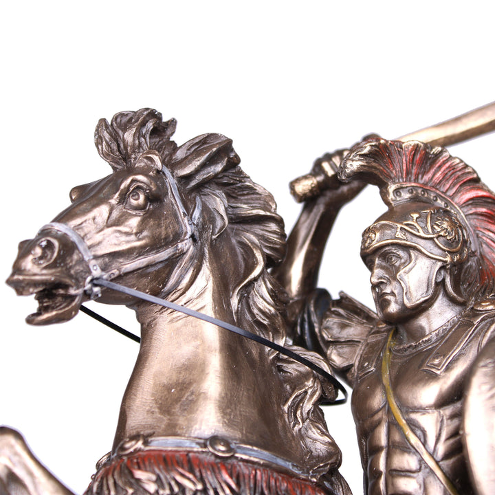 Alexander der Große auf Pferd (Bronzierte Skulptur aus Kunstharz)