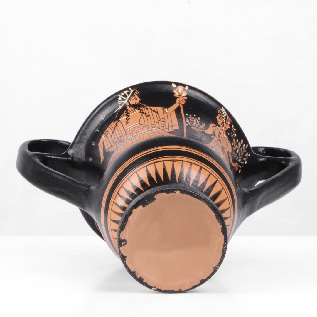 Antike griechische rotfigurige Kantharos Vase mit Nike und Zeus