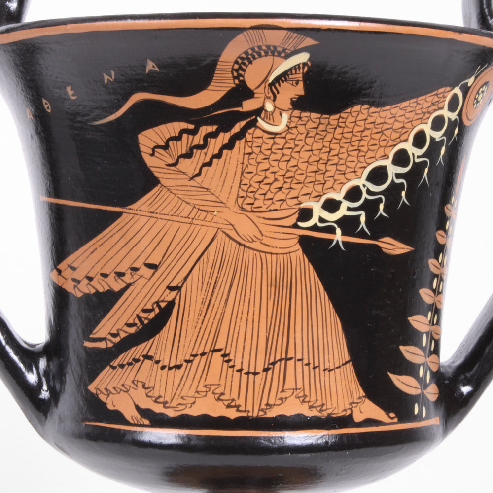 Antike griechische rotfigurige Kantharos Vase mit Demeter und Athena