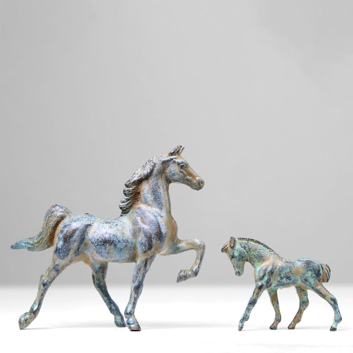 Fohlen Statue (Grüne Bronze) – Junges Pferd