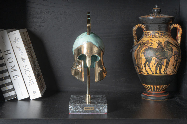Griechischer Hoplitenhelm (Messing Skulptur)
