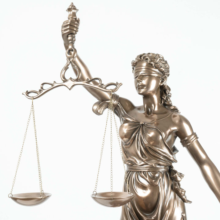 Justitia Statue (Groß, Bronzierte Skulptur aus Kunstharz)
