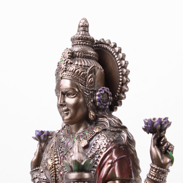 Lakshmi Indische Goettin Statue (Kaltguss-Bronze Skulptur)
