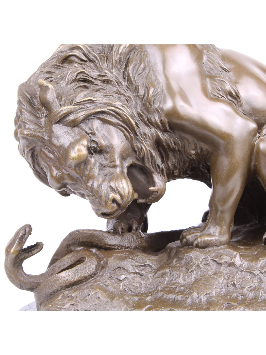 Löwe mit Schlange Statue (Antoine-Louis Barye, Bronze, Wachsguss)
