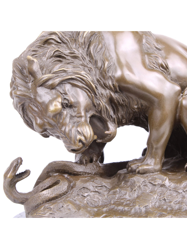Löwe mit Schlange Statue (Antoine-Louis Barye, Bronze, Wachsguss)