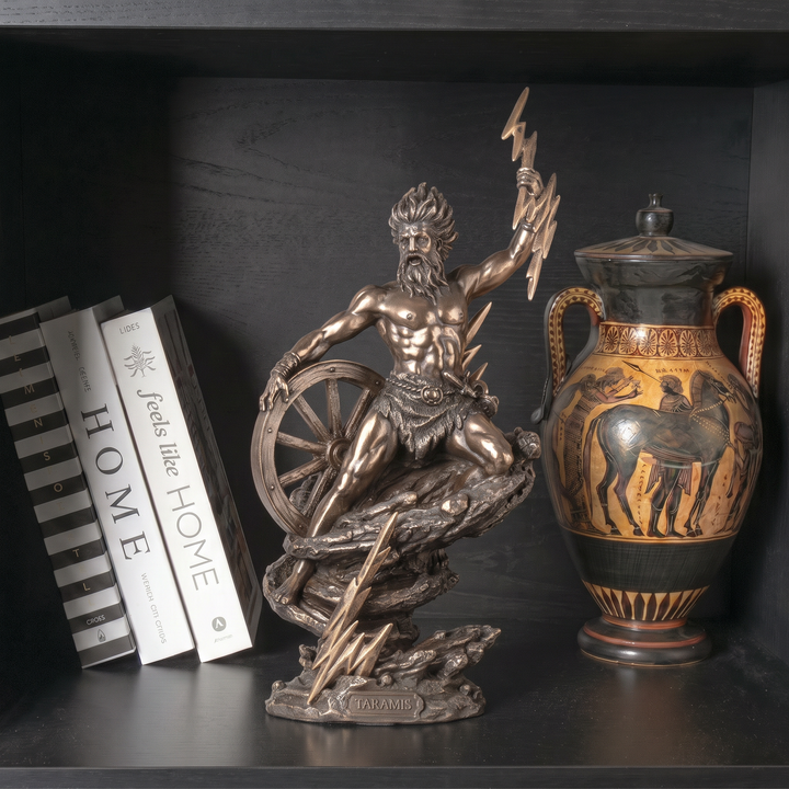 Taranis Statue — Keltischer Gott des Donners (Kaltgussbronze-Skulptur)