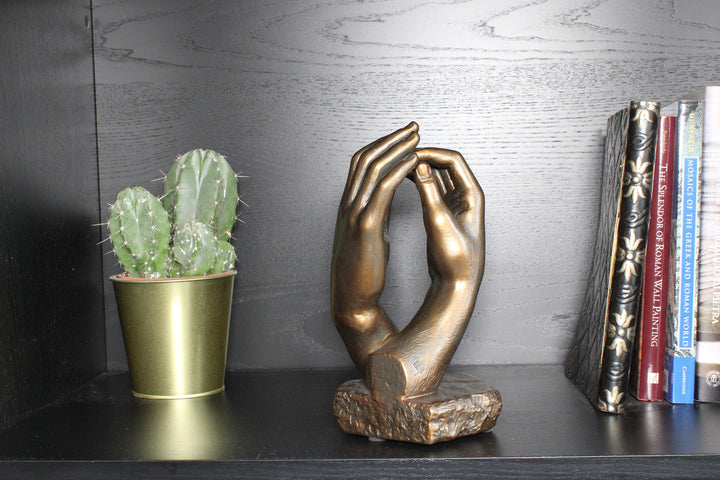 Die Kathedralen-Hand Statue von Rodin (Bronzierte Skulptur aus Kunstharz) – Groß