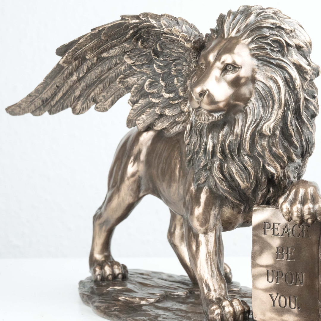 Geflügelter Löwe Symbol von Venedig (Bronzierte Skulptur aus Kunstharz)