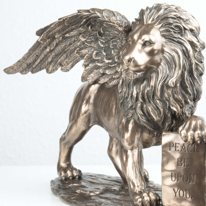 Geflügelter Löwe Symbol von Venedig (Bronzierte Skulptur aus Kunstharz)