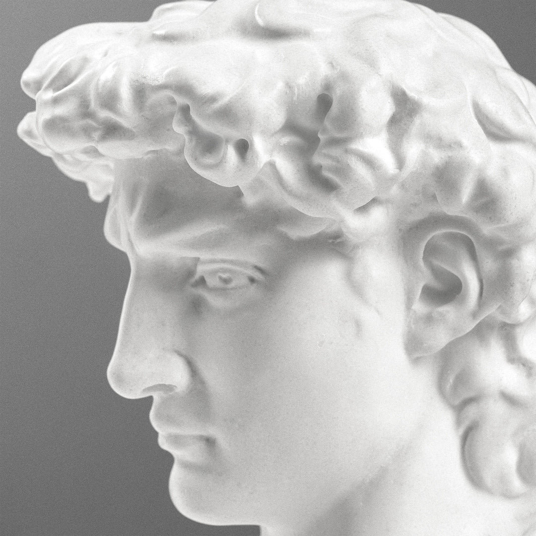 David Büste von Michelangelo mit schwarzem Marmorsockel (Klein)