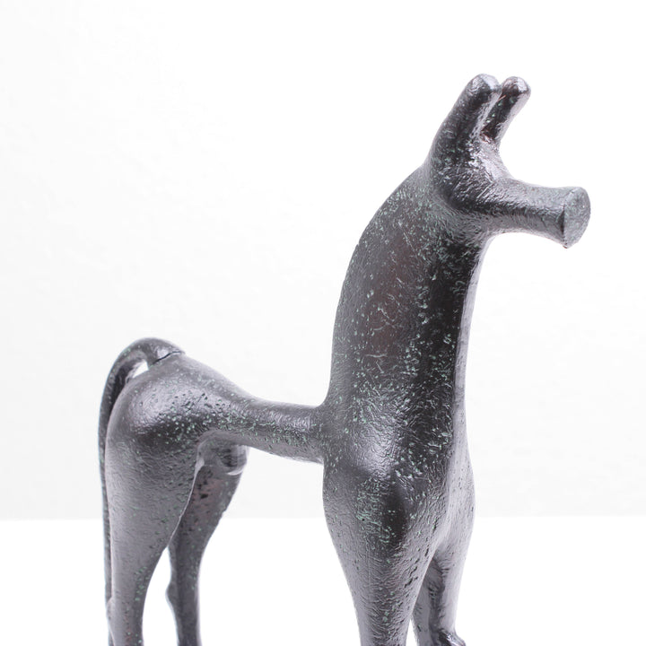 Griechisches Pferd Statue (Bronzierte Skulptur aus Kunstharz)