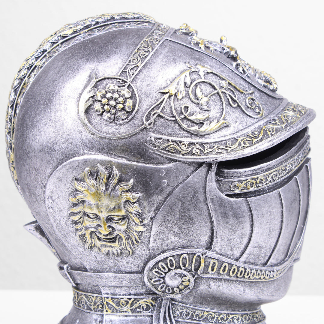 Ritter Mittelalterlicher Helm Spardose (Kaltguss-Bronze Skulptur)