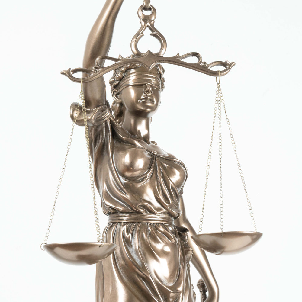 Justitia Statue (Groß, Bronzierte Skulptur aus Kunstharz)