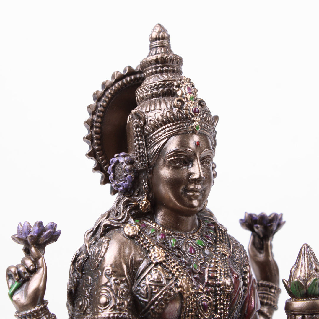 Lakshmi Indische Goettin Statue (Kaltguss-Bronze Skulptur)