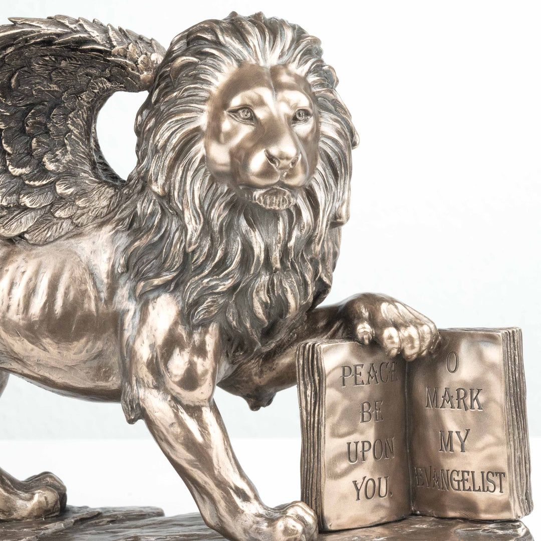 Geflügelter Löwe Symbol von Venedig (Bronzierte Skulptur aus Kunstharz)