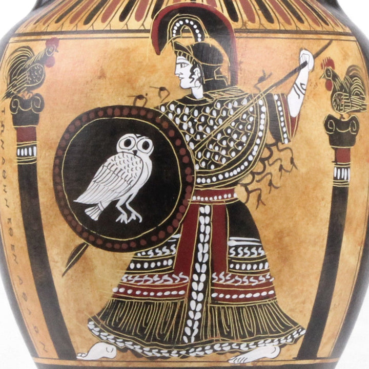 Antike griechische schwarzfigurige panathenaeische Amphore mit Athena und Laeufern