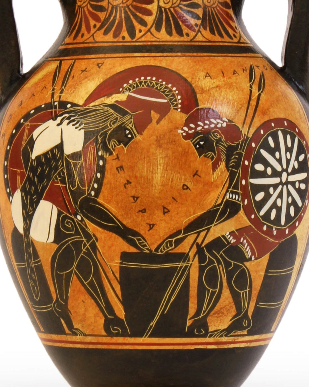 Antike griechische schwarzfigurige Bauchamphore mit Ajax und Achilles