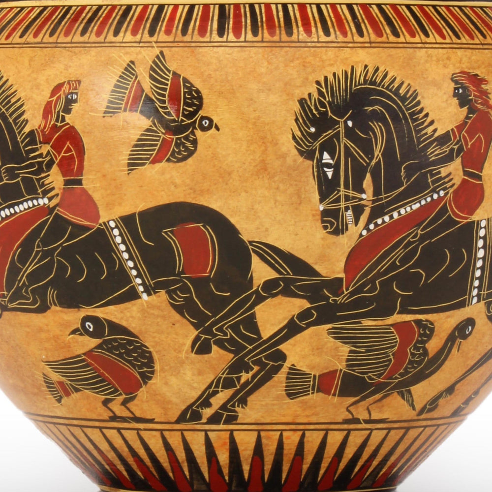 Antiker griechischer schwarzfiguriger chalkidischer Krater mit Achilles und Hektor